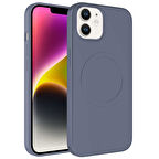 iPhone 12 Uyumlu Magsafe Wireless Şarj Özellikli Pastel Renk Silikon Zore Plas Kılıf-Lavendery