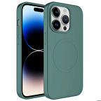 iPhone 13 Pro Uyumlu Magsafe Wireless Şarj Özellikli Pastel Renk Silikon Zore Plas Kapak-Koyu 