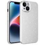 iPhone 13 Uyumlu Kamera Korumalı Simli Lüks Zore Koton Kılıf-Beyaz