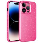 iPhone 14 Pro Uyumlu Kamera Korumalı Simli Lüks Zore Koton Kılıf-Pembe Koyu