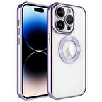 iPhone 14 Pro Max Uyumlu Kamera Korumalı Logo Gösteren Zore Omega Kılıf-Lila