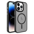 iPhone 14 Pro Max Uyumlu Mat Arka Yüzey Wireless Şarj Özellikli Zore Flet Magsafe Kılıf-Siyah
