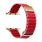 ​​​Watch Ultra 49mm Uyumlu KRD-78 PU Deri Kordon Strap Kayış CLO- Kırmızı