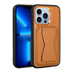 iPhone 13 Pro Kılıf Kartlıklı Standlı ​Pu Deri Memo Kapak