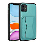 Apple iPhone 11 Kılıf Kartlıklı Standlı ​Pu Deri Zore Memo Kapak-Mavi