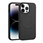 Apple iPhone 14 Pro Max Kılıf PU Deri Magsafe Wireless Şarj Özellikli Zore Derix Kapak-Siyah