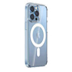 iPhone 14 Pro Uyumlu Magsafe Şarj Özellikli Şeffaf Sert PC Zore Embos Kılıf-Renksiz