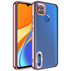 Xiaomi Redmi 9C Kılıf Kamera Korumalı Logo Gösteren Zore Omega Kapak-Rose Gold