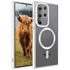 Galaxy S23 Ultra Uyumlu Magsafe Wireless Şarj Özellikli Zore Setro Silikon-Gümüş