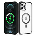 iPhone 12 Pro Max Uyumlu Magsafe Wireless Şarj Özellikli Silikon Zore Ege Kılıf-Siyah