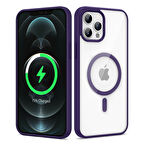 iPhone 12 Pro Max Uyumlu Magsafe Wireless Şarj Özellikli Silikon Zore Ege Kılıf-Derin Mor