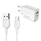 Beyaz Play Serisi PL3 Type-C 2in1 Seyahat Şarj Aleti 20W-Zore