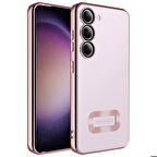 Galaxy S23 Plus Uyumlu Kamera Korumalı Logo Gösteren Zore Omega Kapak-Rose Gold