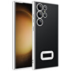 Galaxy S23 Ultra Uyumlu Kamera Korumalı Logo Gösteren Zore Omega Kılıf-Gümüş