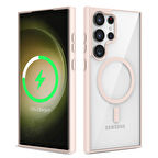 Galaxy S23 Ultra Uyumlu Magsafe Wireless Şarj Özellikli Silikon Zore Ege Kılıf-Pembe