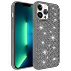 iPhone 13 Pro Max Uyumlu AirBagli Parlak Tasarımlı Zore Snow Kılıf-Siyah