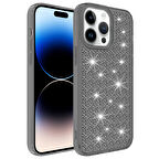 iPhone 14 Pro Uyumlu AirBagli Parlak Tasarımlı Zore Snow Kılıf-Siyah