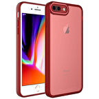 iPhone 8 Plus Uyumlu Kamera Korumalı Transparan Zore Post Kapak-Kırmızı