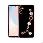 Galaxy A54 Uyumlu El Tutamaçlı Kamera Korumalı Zore Taka Silikon Kapak-Siyah