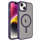 iPhone 14 Plus Kılıf Mat Arka Yüzey Wireless Şarj Özellikli Flet Magsafe Kapak