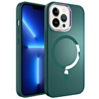 iPhone 13 Pro Uyumlu Magsafe Wireless Şarj Özellikli Zore Stil Kılıf-Koyu Yeşil