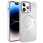 iPhone 14 Pro Uyumlu Magsafe Wireless Şarj Özellikli Zore Stil Kılıf-Beyaz