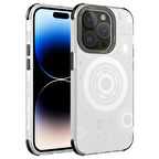 iPhone 14 Pro Uyumlu Zore Wireless Şarj Özellikli Desenli Hot Kılıf-Beyaz