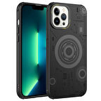 iPhone 12 Pro Max Uyumlu Zore Wireless Şarj Özellikli Desenli Hot Kılıf-Siyah