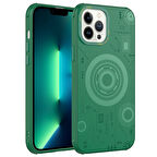 iPhone 12 Pro Max Uyumlu Zore Wireless Şarj Özellikli Desenli Hot Kılıf-Koyu Yeşil