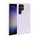 Galaxy S23 Ultra Uyumlu Parlak Taşlı Tasarım Zore Ston Kapak-Lila