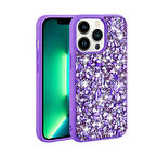 iPhone 13 Pro Uyumlu Parlak Taşlı Tasarım Zore Linea Kılıf-Mor