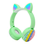 ​MKST CXT-950 RGB Led Işıklı Kedi Kulağı Band Tasarımı Ayarlanabilir Katlanabilir Kulak Üstü Bluetoot