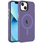 iPhone 13 Uyumlu Zore Magsafe Şarj Özellikli Buzlu Transparan C-Pro Sert Kapak-Derin Mor