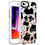 iPhone SE 2022 Uyumlu Mermer Desenli Zore Marbello Kılıf-Siyah-Beyaz