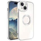 iPhone 15 Uyumlu Kamera Korumalı Logo Gösteren Zore Omega Kılıf-Gümüş