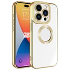 iPhone 15 Pro Max Uyumlu Kamera Korumalı Logo Gösteren Zore Omega Kılıf-Gold