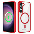 Galaxy S22 Uyumlu Magsafe Wireless Şarj Özellikli Silikon Zore Ege Kılıf-Kırmızı