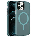 iPhone 12 Pro Kılıf Magsafe Şarj Özellikli Buzlu Transparan C-Pro Sert Kapak kılıf