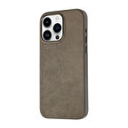 iPhone 15 Pro Uyumlu Zore Mikro Fiber Mimoza Kapak-Kahverengi