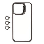 iPhone 15 Pro Max Uyumlu Kamera LZore Korumalı Standlı Zore Klon LNSM-li Kılıf-Gri