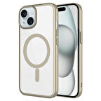 iPhone 15 Uyumlu Wireless Şarj Özellikli Sert PC Zore Mat Riksos Magsafe Kılıf-Sarı