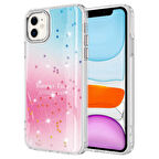 iPhone 11 Uyumlu Simli Desenli Parlak Zore Task Kapak-Pembe