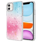 iPhone 11 Uyumlu Simli Desenli Parlak Zore Task Kılıf-Pembe