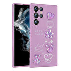 Galaxy S22 Ultra Uyumlu Kabartma Figürlü Parlak Zore Toys Silikon Kılıf-Mor