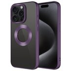 iPhone 15 Pro Max Uyumlu Tek Kamera Çerçeveli Logo Gösteren Zore Omega Kılıf-Derin Mor