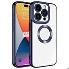 iPhone 15 Pro Uyumlu Kamera Korumalı Logo Gösteren Zore Omega Kapak-Lacivert