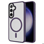 Samsung Galaxy S24 Kılıf Sert PC Arka Yüzey Wireless Şarj Özellikli Flet Magsafe Kapak