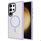 Samsung Galaxy S24 Ultra Kılıf Sert PC Arka Yüzey Wireless Şarj Özellikli Flet Magsafe Kapak