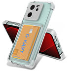 Xiaomi Mi 13T Kılıf Airbag Tasarımlı Şeffaf Kartlıklı Zore G-Kart Kapak-Renksiz