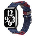 Watch 7 41mm Uyumlu CLO- KRD-97 Sarmal Örgü Tasarımlı Kordon-Lacivert